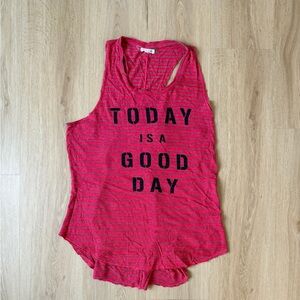 Sundry Size 3 Red Muscle Tee with Black Text
